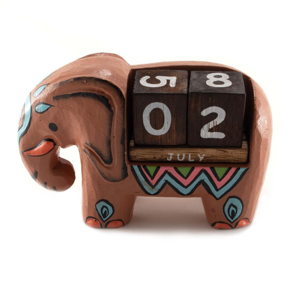 Calendrier perpétuel éléphant peint