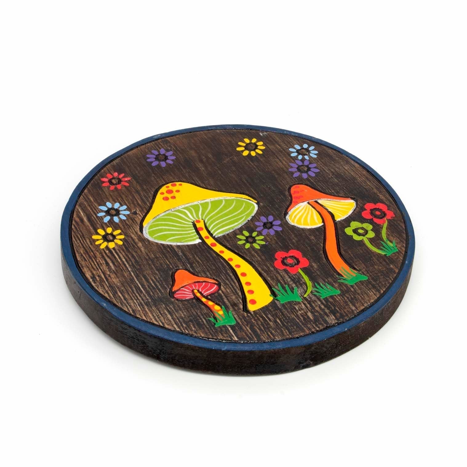 Plaque ronde champignon peinte à la main