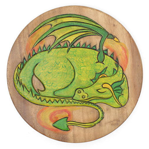 Tabouret en bois de suar sculpté Dragon endormi
