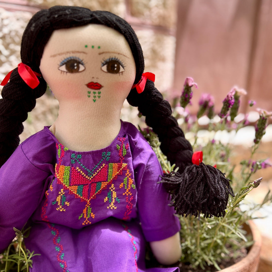 Handmade Doll with Traditional Embroidered Dress and Hand Painted Face