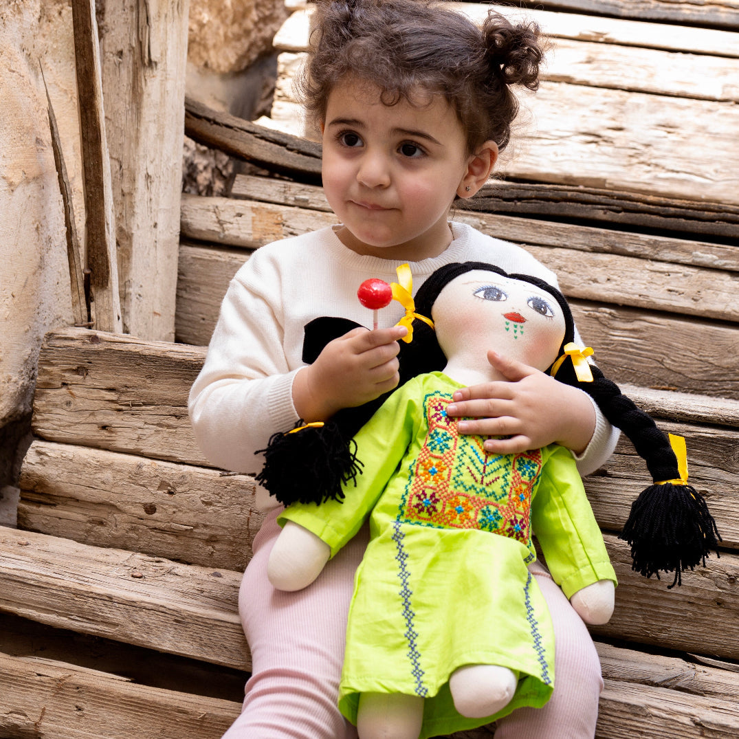 Handmade Doll with Traditional Embroidered Dress and Hand Painted Face