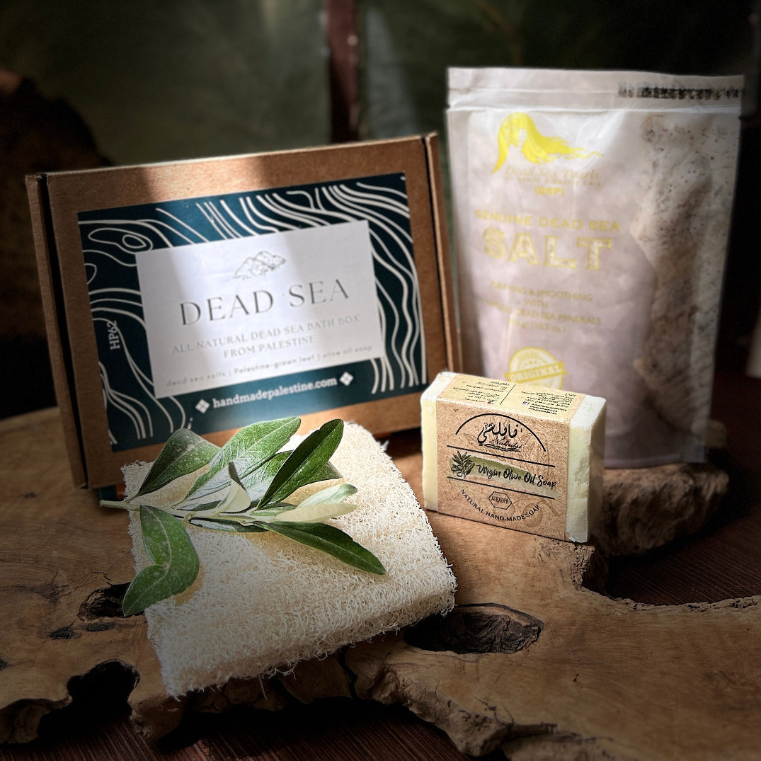 Natural Bath Gift Box | Olive Oil Soap, Leefa & Dead Sea Bath Salts