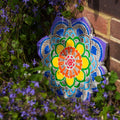 Plaque murale Chakra Mandala, bois d'albizia sculpté