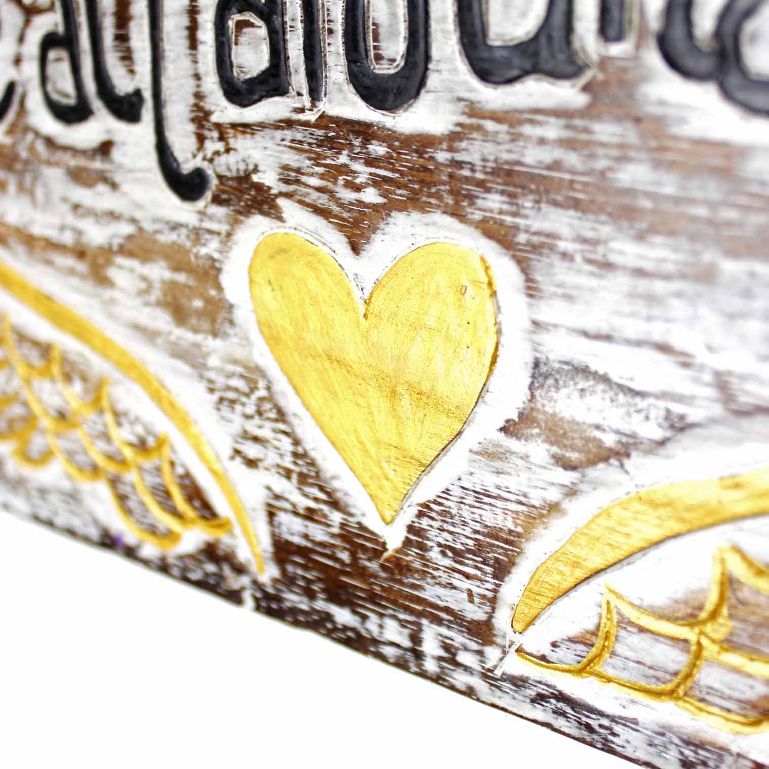 Les anges nous entourent, plaque à suspendre en bois sculpté
