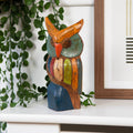 Hibou sculpté et peint rustique