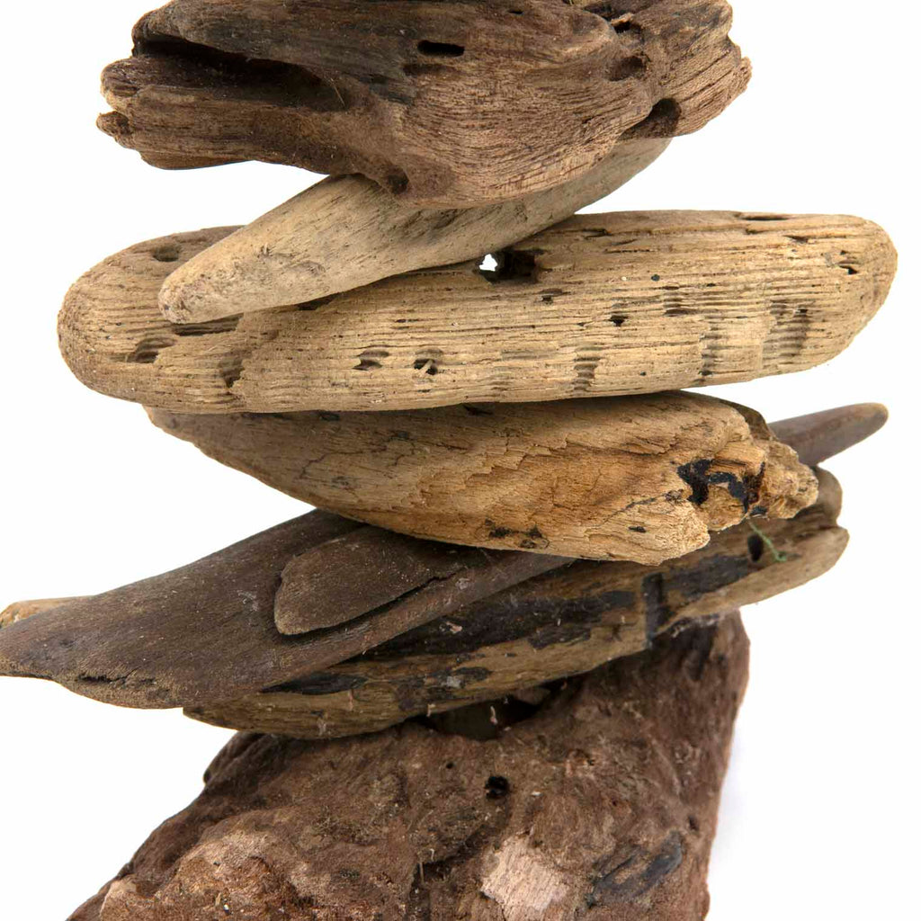 Poisson peint sur pile de bois flotté