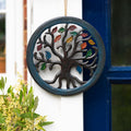 Plaque ronde Arbre de Vie avec feuilles d'automne