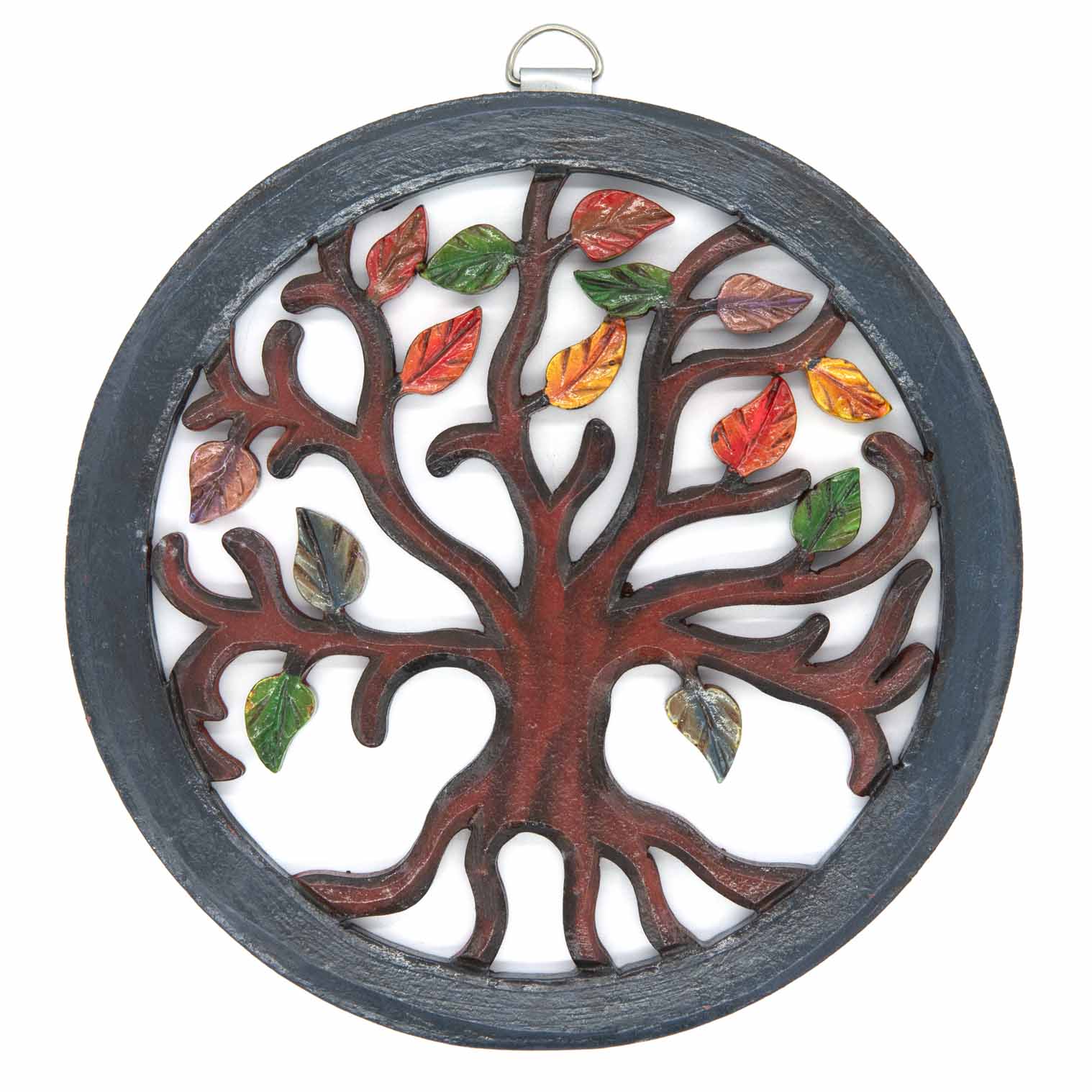 Plaque ronde Arbre de Vie avec feuilles d'automne