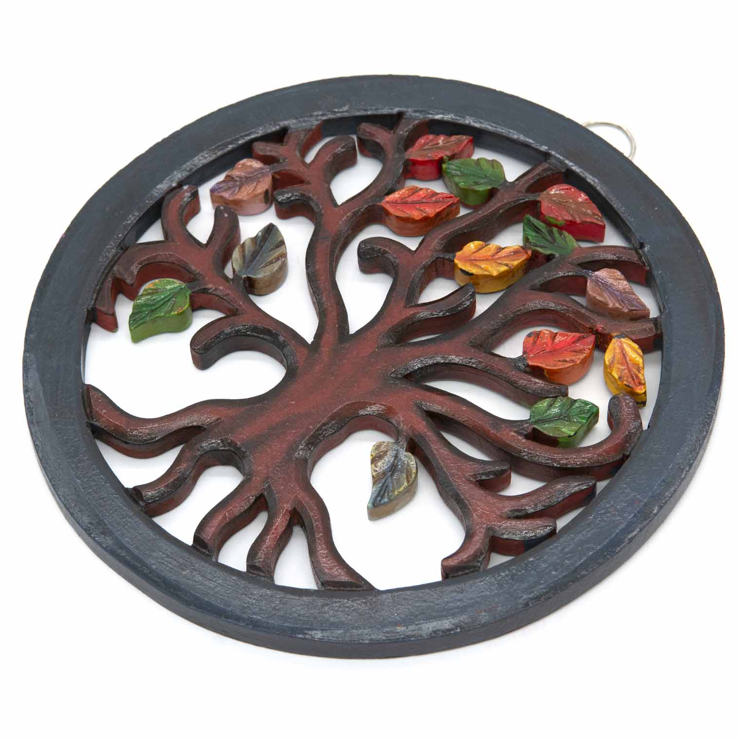 Plaque ronde Arbre de Vie avec feuilles d'automne