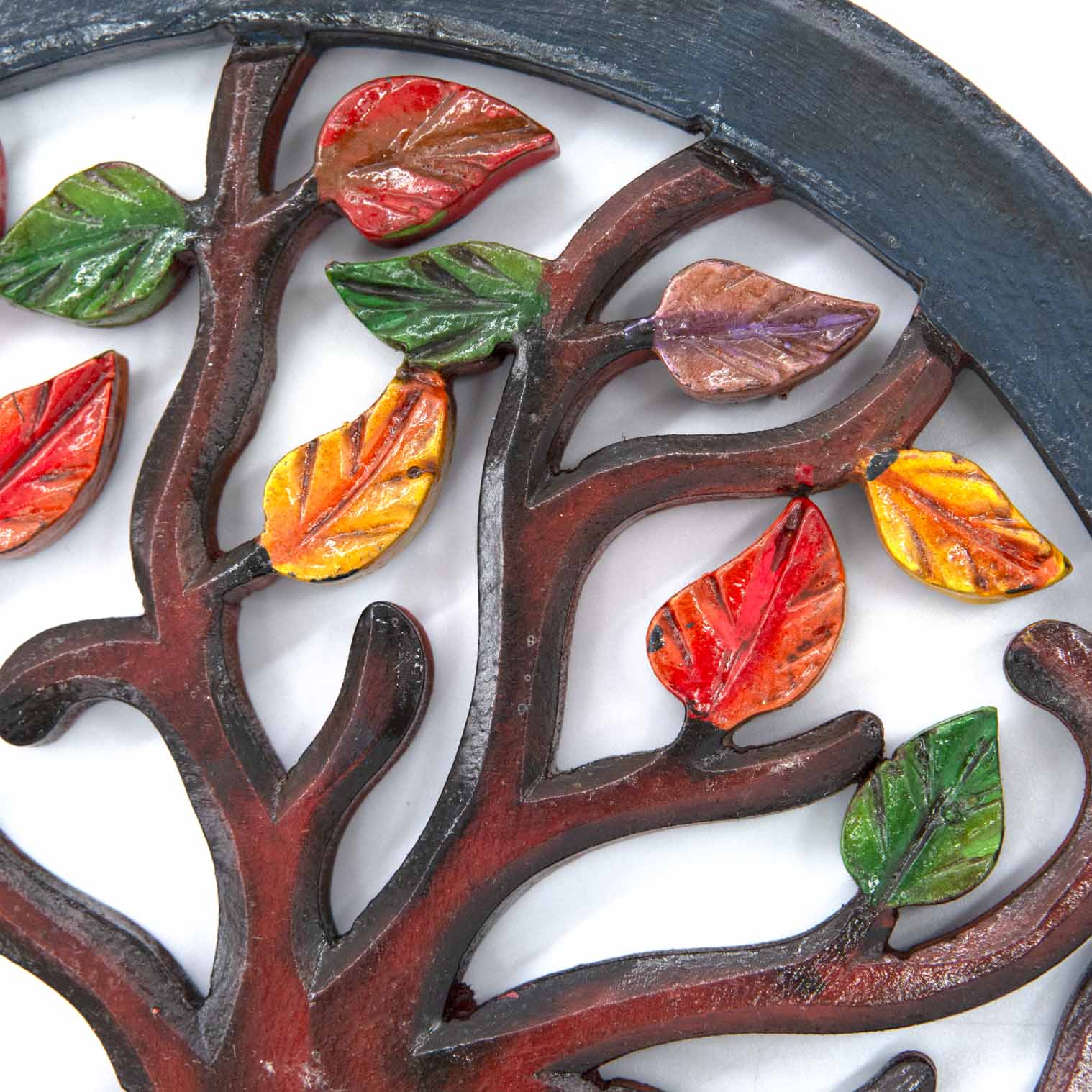 Plaque ronde Arbre de Vie avec feuilles d'automne