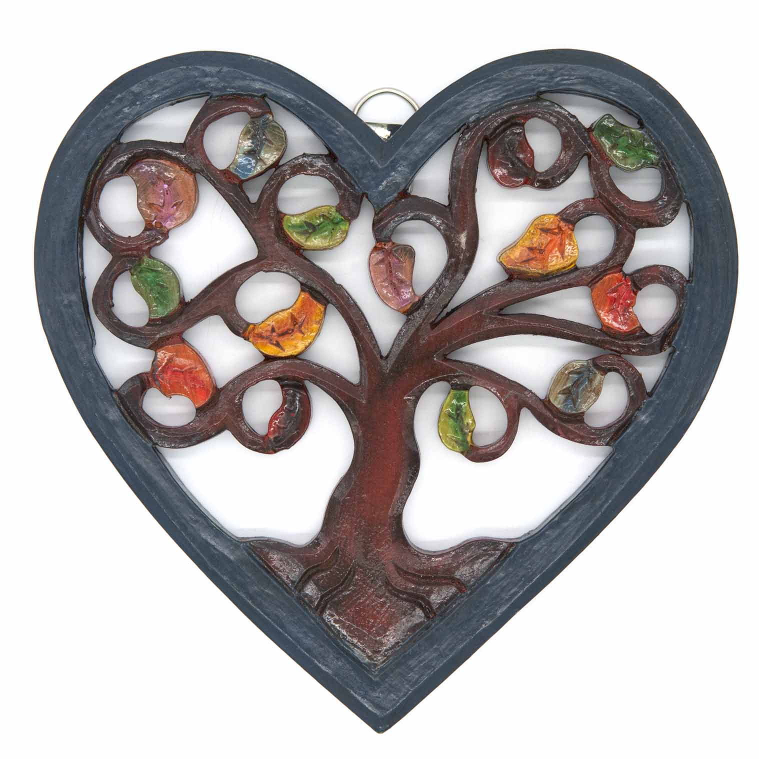 Plaque Cœur Arbre de Vie avec Feuilles d'Automne