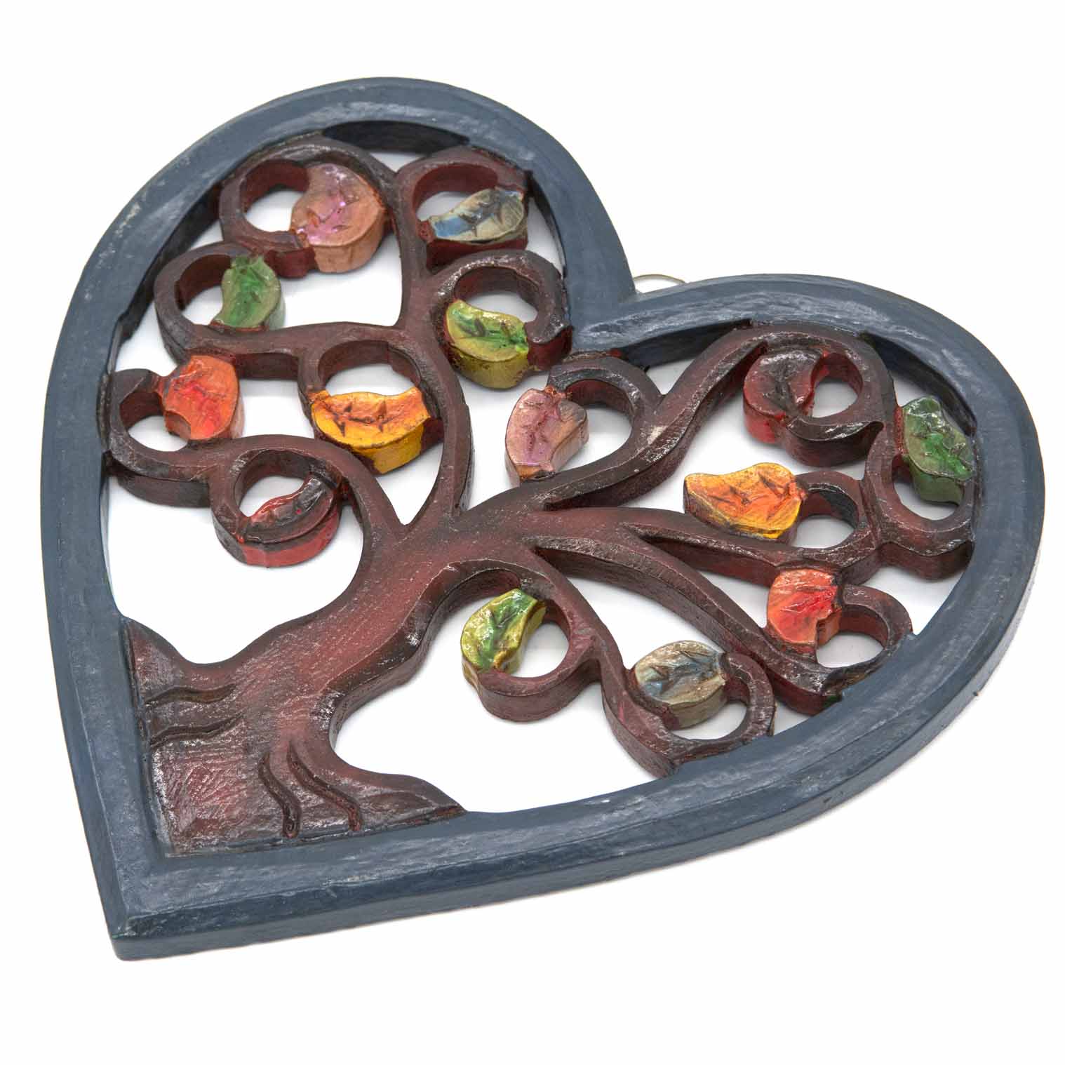 Plaque Cœur Arbre de Vie avec Feuilles d'Automne