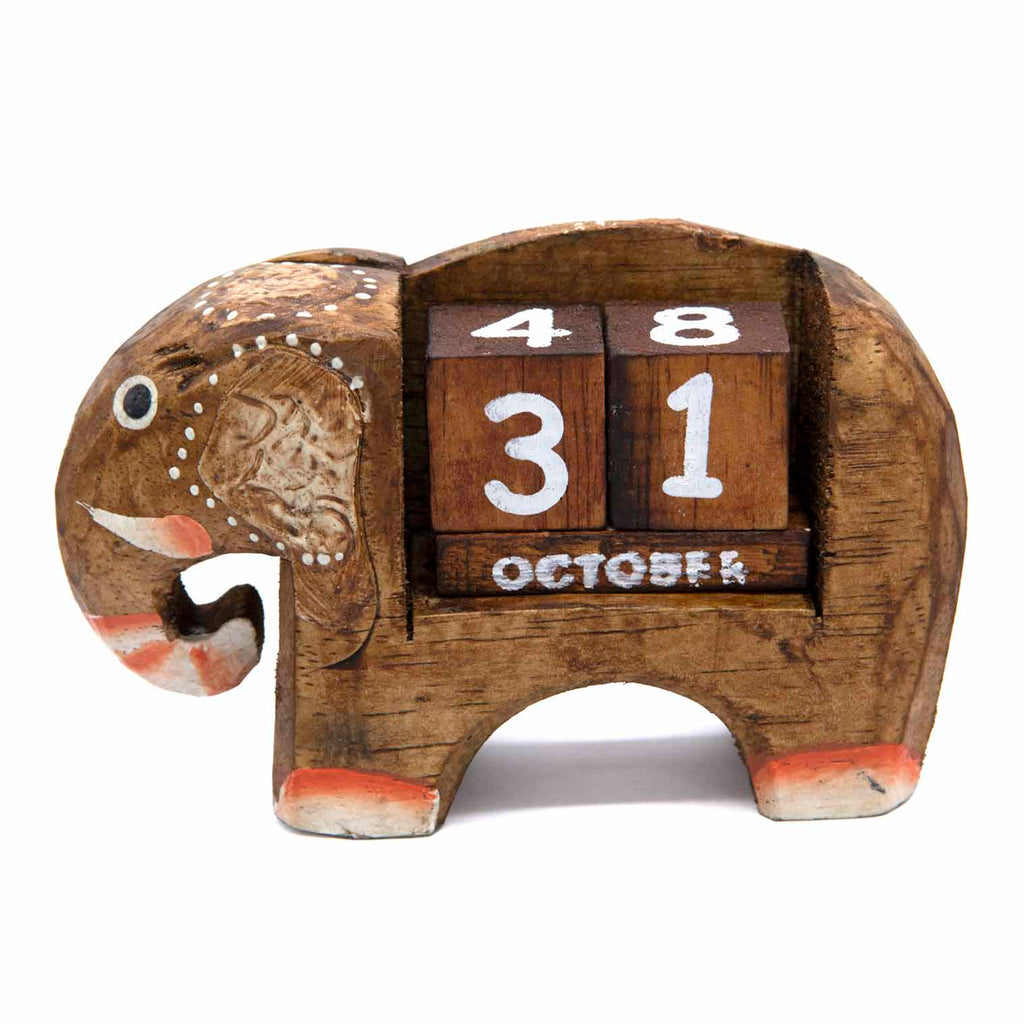Petit calendrier perpétuel éléphant sculpté