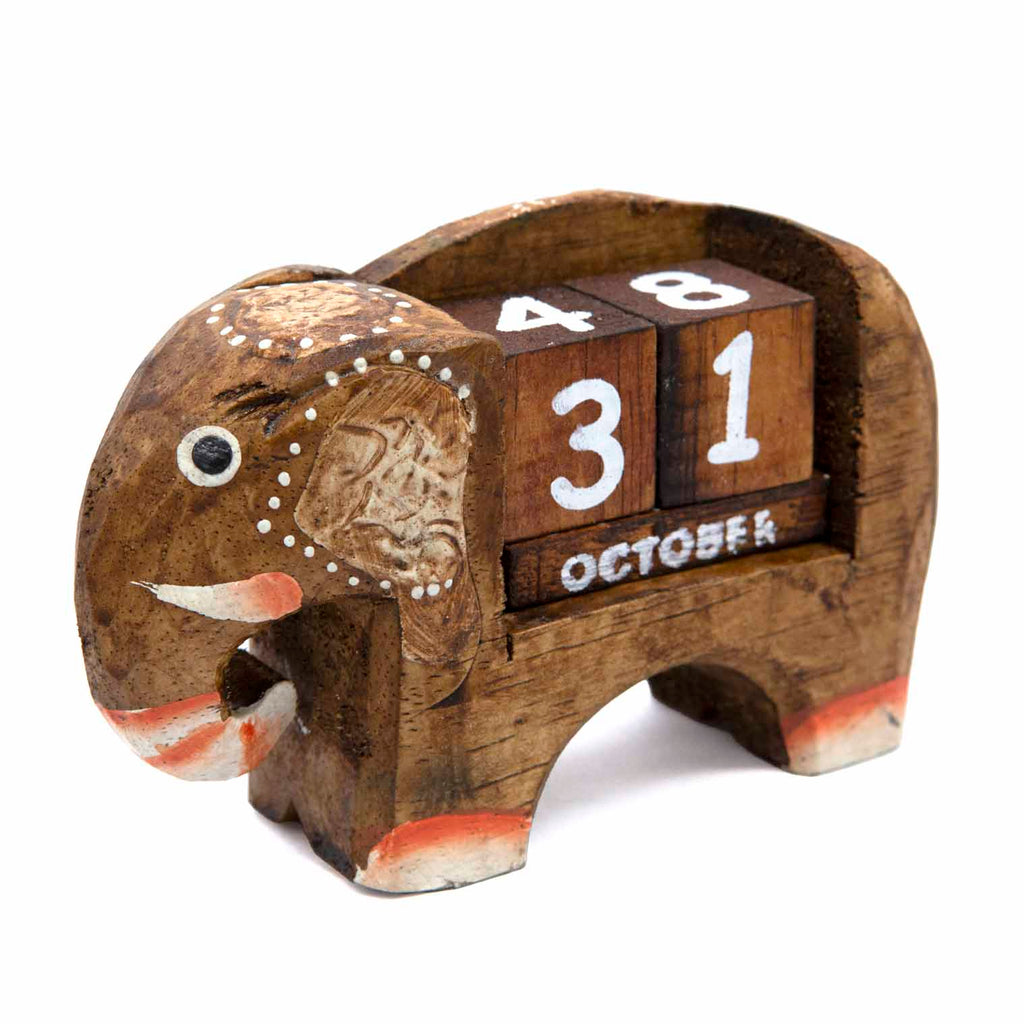 Petit calendrier perpétuel éléphant sculpté