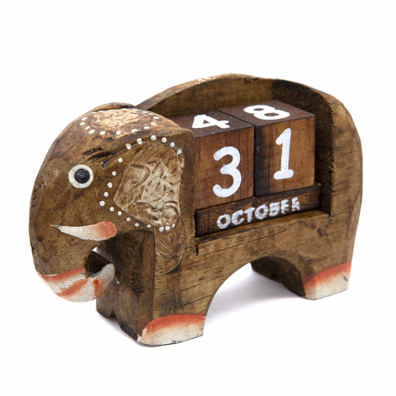 Petit calendrier perpétuel éléphant sculpté