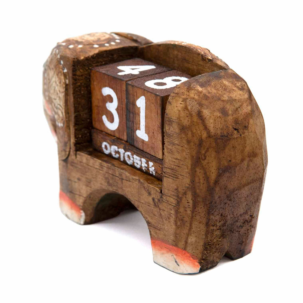 Petit calendrier perpétuel éléphant sculpté