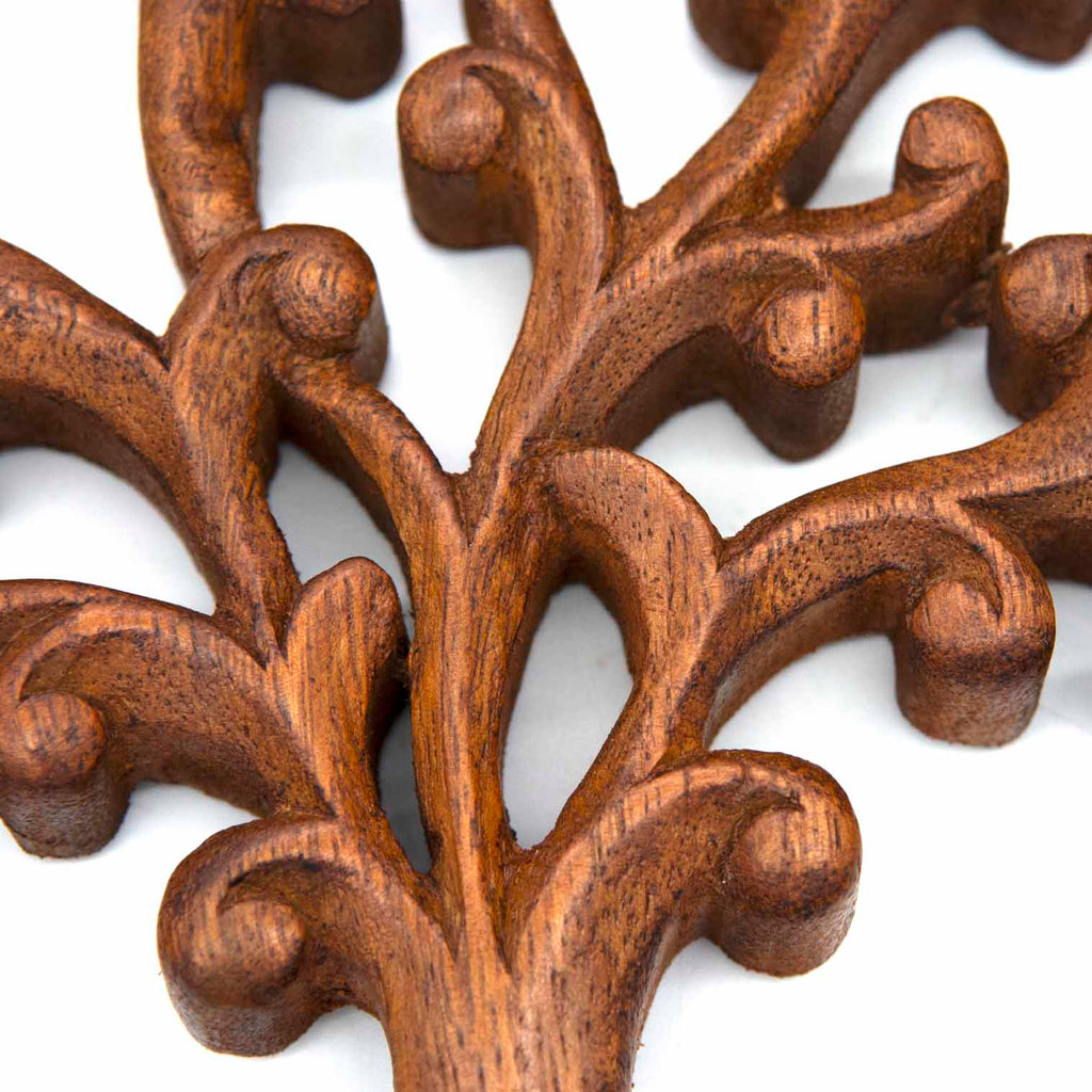 Plaque ronde en bois Arbre de Vie avec branches courbées