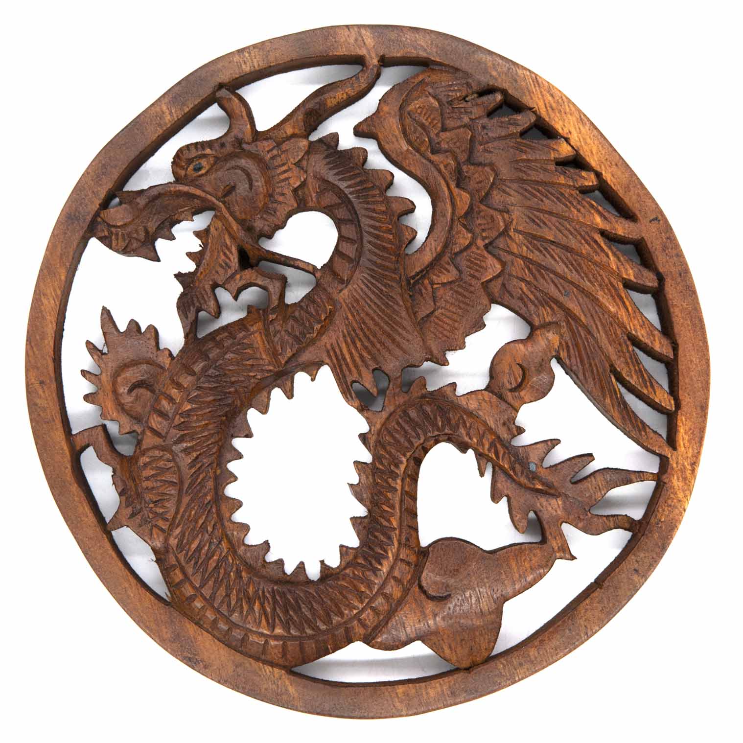 Plaque ronde en bois Dragon