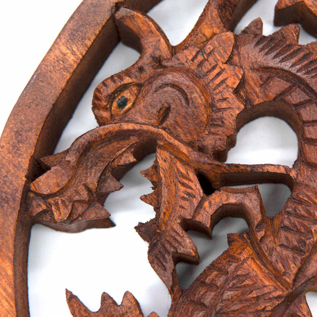 Plaque ronde en bois Dragon