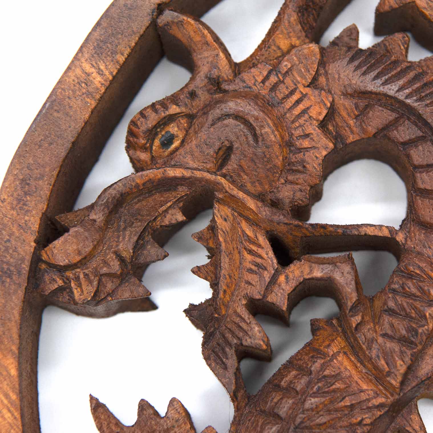 Plaque ronde en bois Dragon