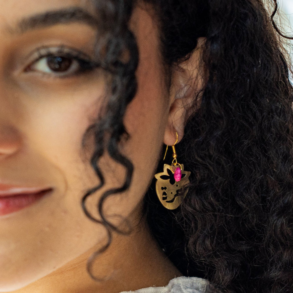 Gaza Strawberry Calligraphy Earrings | Handmade Brass Jewelry