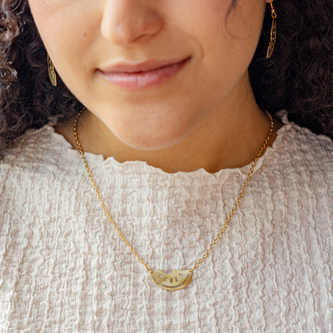 Watermelon Necklace Handcrafted by Women Artisans | Brass Jewelry