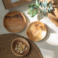 Olive Wood Round Mezze Dishes | 3-Piece Bowl Set | Handcrafted