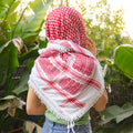 Traditional Keffiyeh in Red on White
