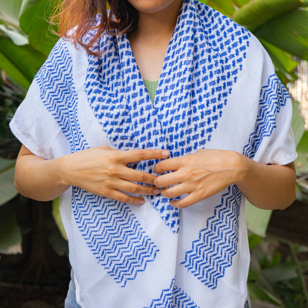 Traditional Keffiyeh | Blue on White