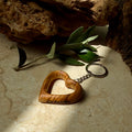 Heart Keychain in Olive Wood | Ya Falasteen Arabic | Hand Crafted from Bethlehem