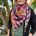 Colorful Toot (Berries) Palestinian Made Keffiyeh: Original Palestinian Hatta