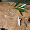 Sterling Silver Olive Leaf Necklace with Olive Wood Bead | Handcrafted