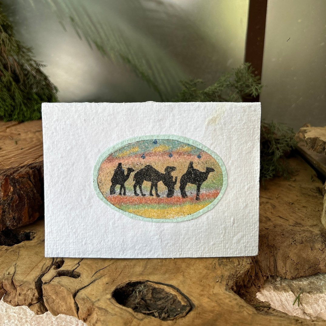 Handmade Christmas Greeting Card | Sand Art on Recycled Paper