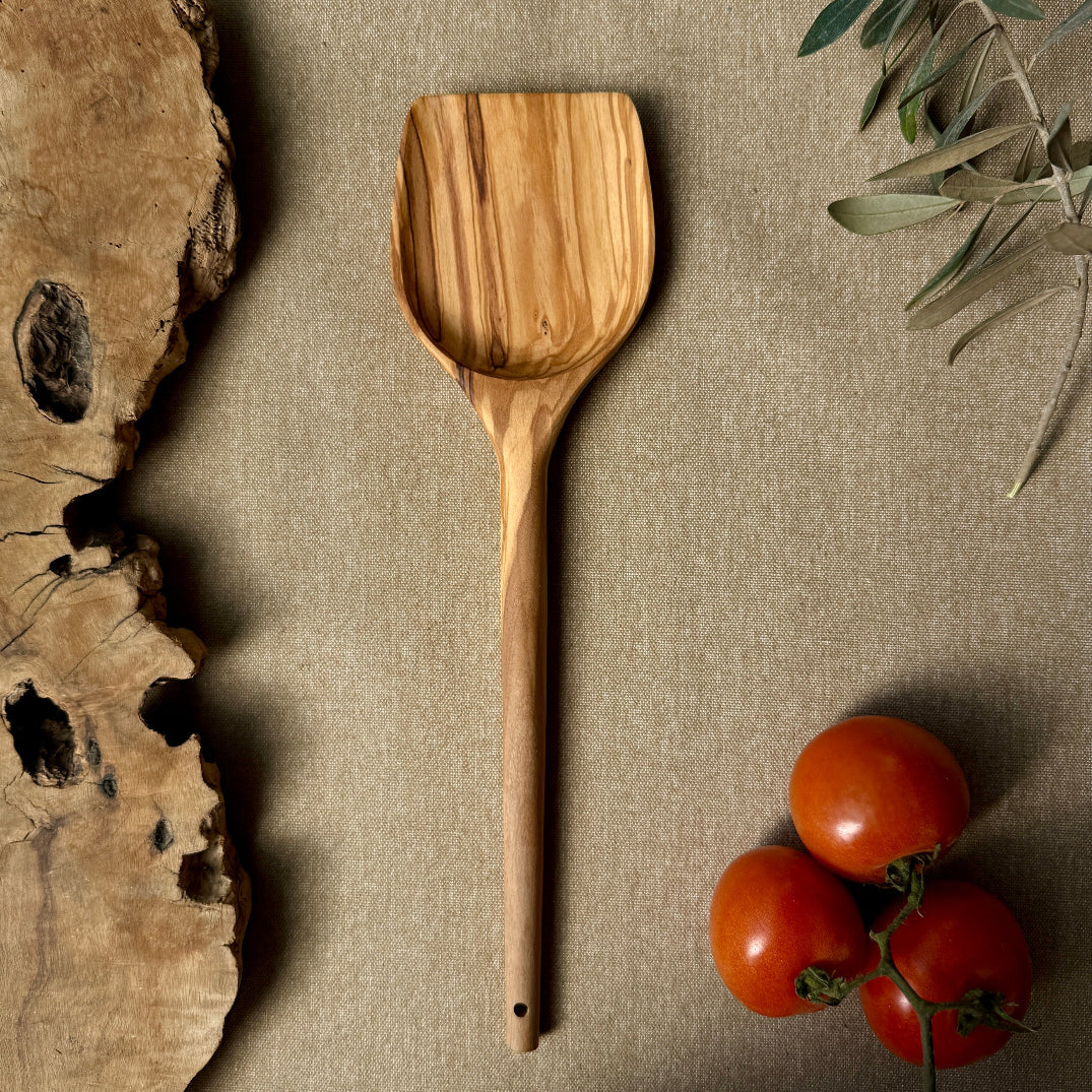 Olive Wood Large Spatula | Hand Carved Kitchen Utensil