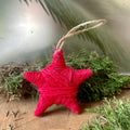 Hand Spun Wool Christmas Star Ornament | Handcrafted