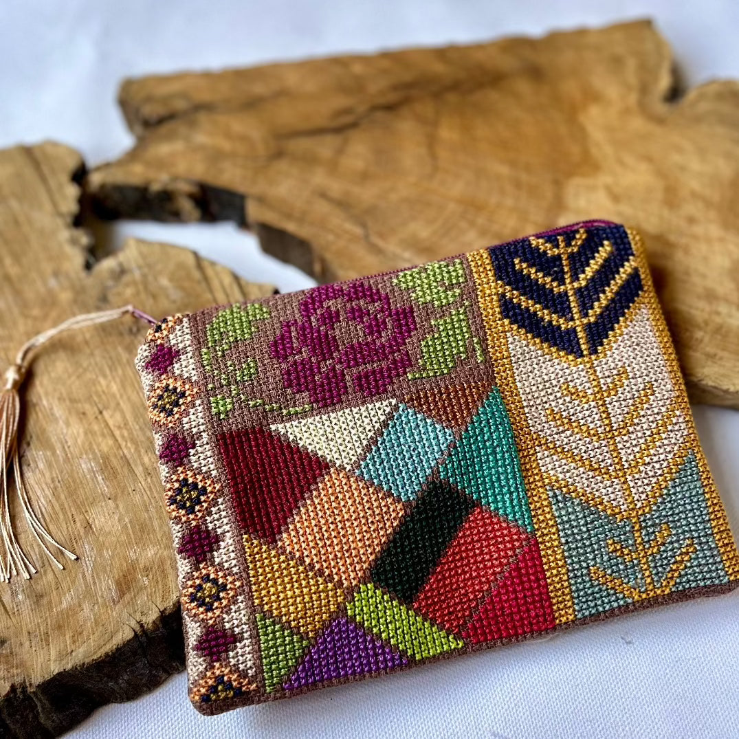 Embroidered Pouch | Handcrafted Bag in Rose Mosaic