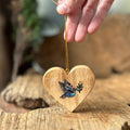 Olive Wood Peace Dove Heart Christmas Ornament | Mother of Pearl Inlay