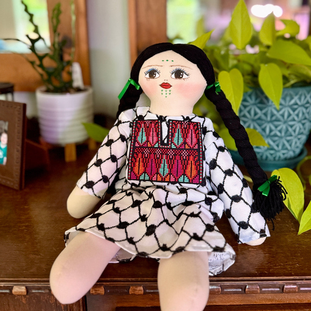 Handmade Doll with Traditional Embroidered Dress and Hand Painted Face