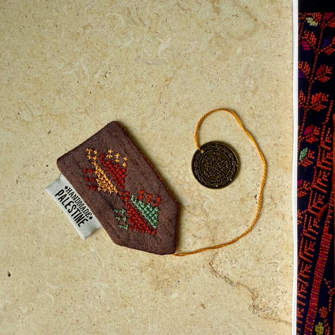 Gaza Embroidery Stitch Bookmark with Dangling Coin | Bronze