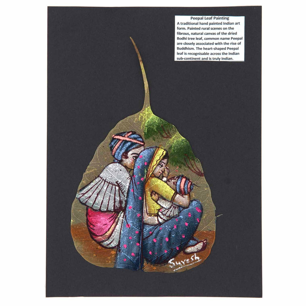 Peinture sur feuille de Peepal, scène de famille
