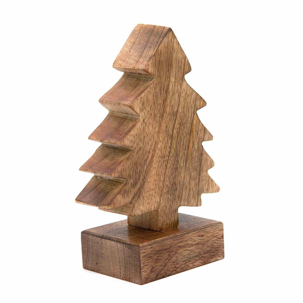 Sapin de Noël sculpté en bois de manguier, petit