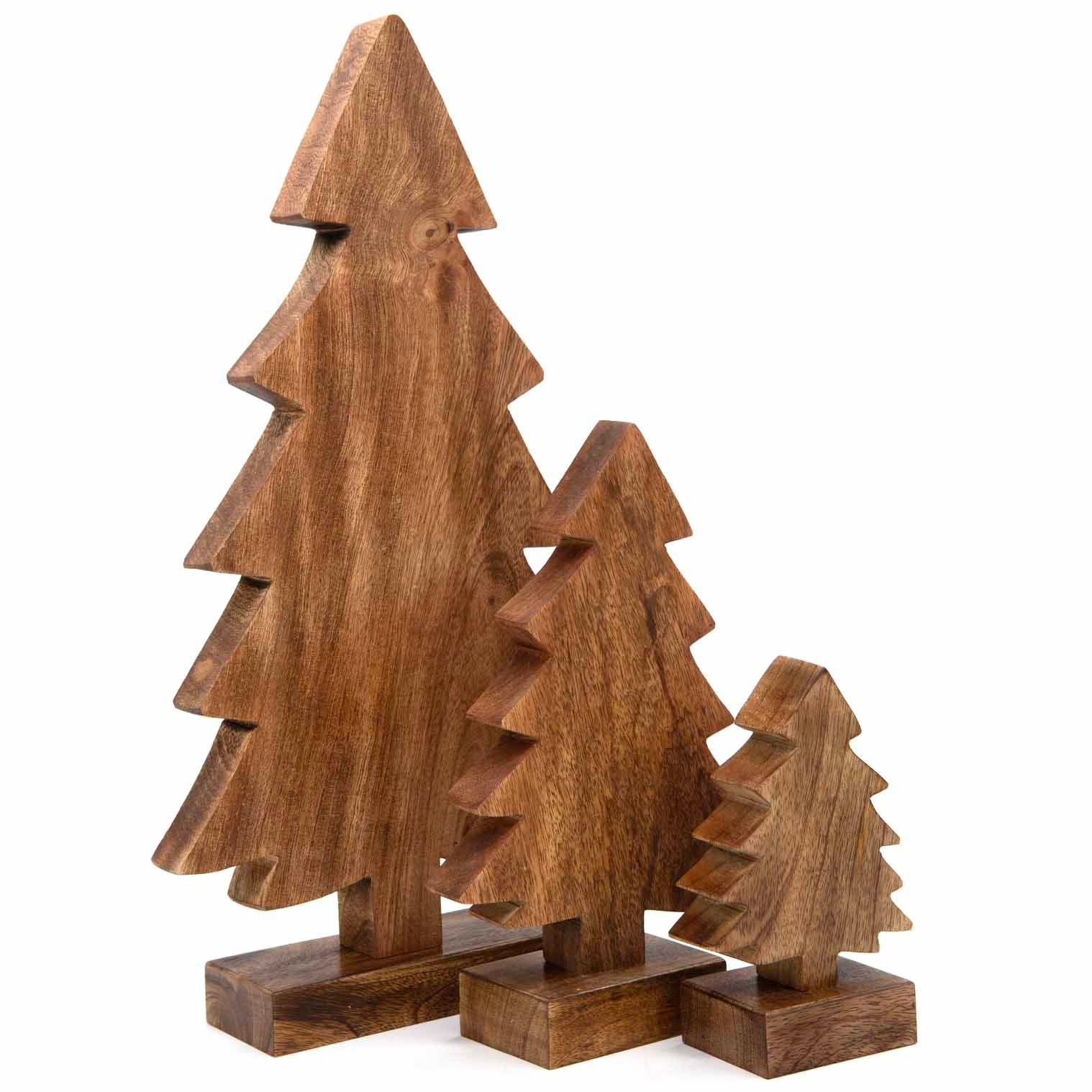 Sapin de Noël sculpté en bois de manguier, grand modèle