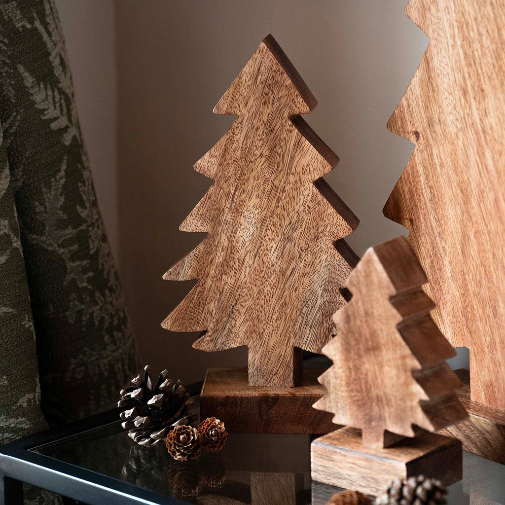 Sapin de Noël en bois de manguier sculpté, moyen