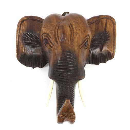 Tête d'éléphant murale sculptée en bois de Raintree