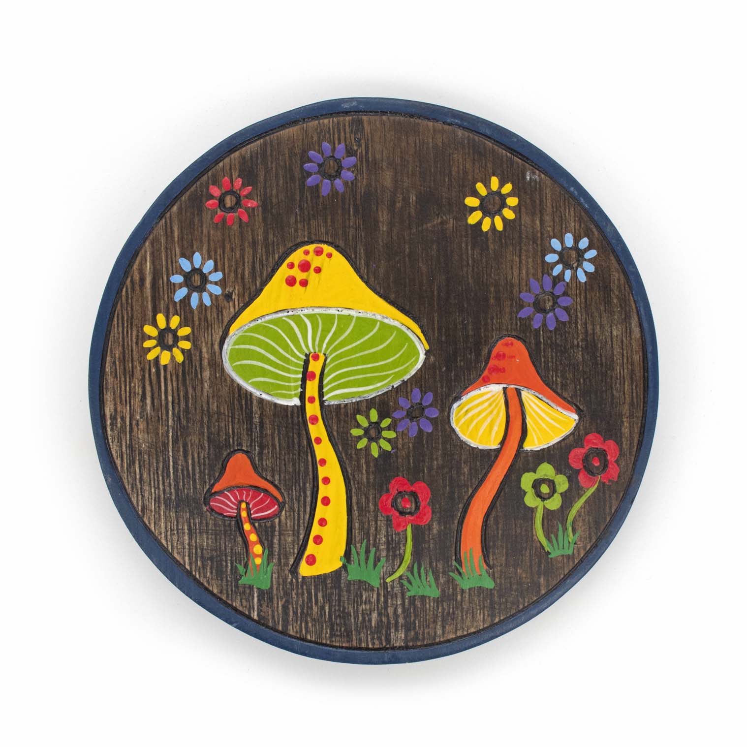 Plaque ronde champignon peinte à la main