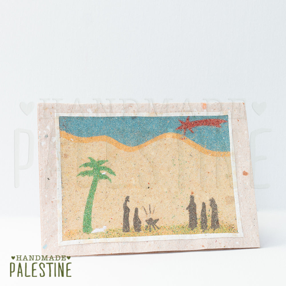 Handmade Christmas Greeting Card | Sand Art on Recycled Paper